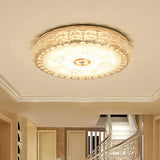 Contemporary Crystal Led Ceiling Lamp With Gold Flush Mount For Bedroom