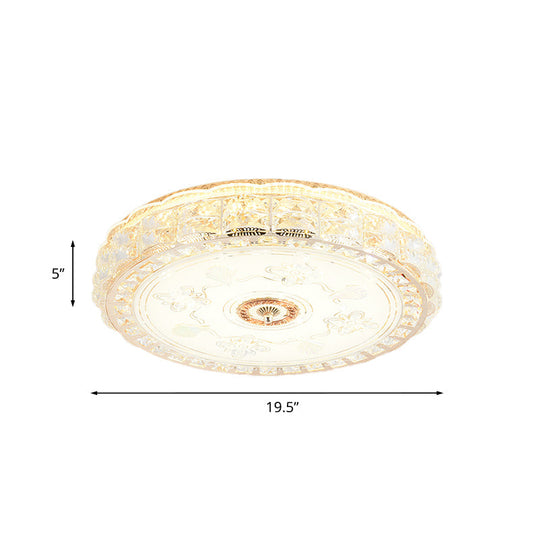 Contemporary Crystal Led Ceiling Lamp With Gold Flush Mount For Bedroom