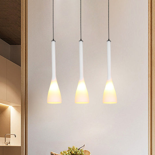 Modern Teardrop Multi Ceiling Light - White Glass 3-Light Pendant For Restaurants
