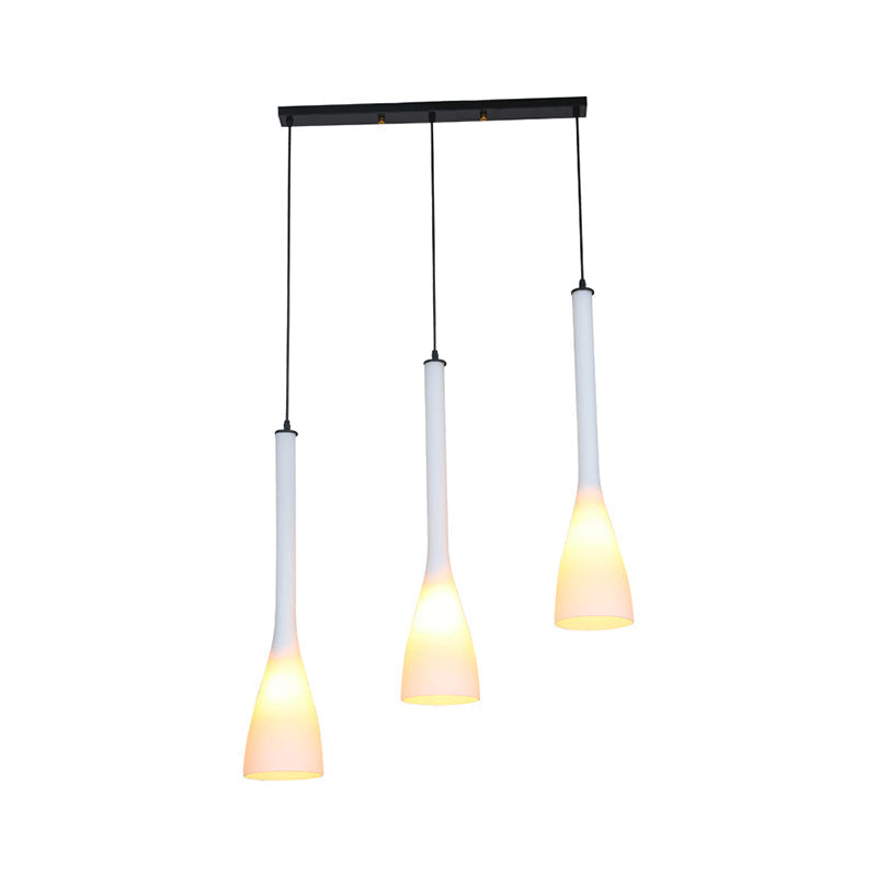 Minimalist White Glass 3-Light Pendant Ceiling Lamp For Modern Restaurants