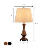 Fabric Desk Lighting: Countryside Black/Brown Conical Night Light