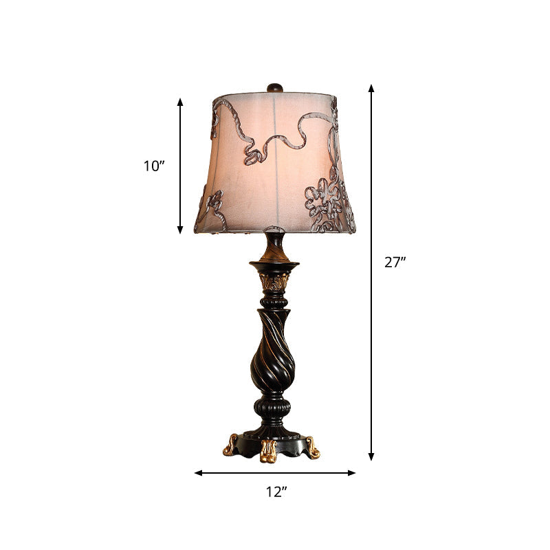 Sheliak - Modern Classic Drum Night Lighting 1 Head Fabric Swirl Patterned Nightstand Lamp In Black