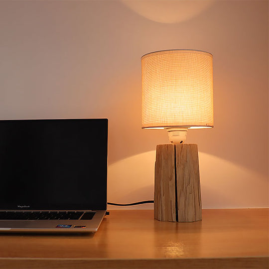 Azmidiske - Classic Style Cylinder Bedroom Night Light With Fabric Shade 1