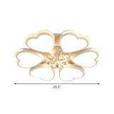 Modern Heart-Shaped Acrylic Flush Mount Light With Crystal Ball - 6 Bulbs White Perfect For Living