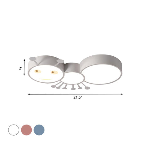 Kids Room Macaroon Themed Led Ceiling Light Fixture In White/Pink/Blue