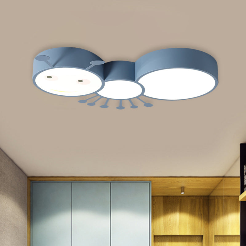 Kids Room Macaroon Themed Led Ceiling Light Fixture In White/Pink/Blue