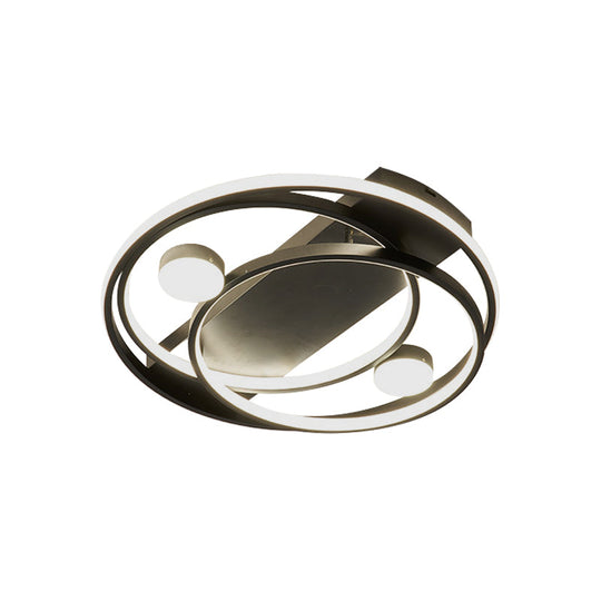 Metal Halo Ring Led Flush Mount Fixture In Black/Gold For Bedroom - 16’/19.5’ Dia White/Warm Light