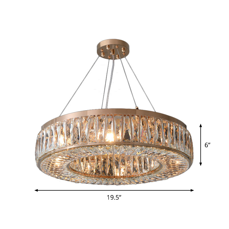 Contemporary Gold Chandelier Pendant Light With Crystal Shade For Bedroom - 6 Bulbs Hanging Design