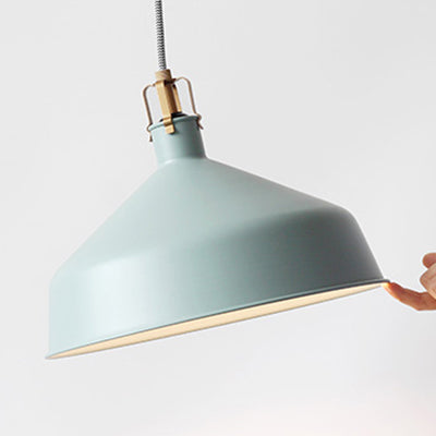Industrial Style Metal Pendant Light With Adjustable Cord - 1-Light 8.5’/13’ Width Domed
