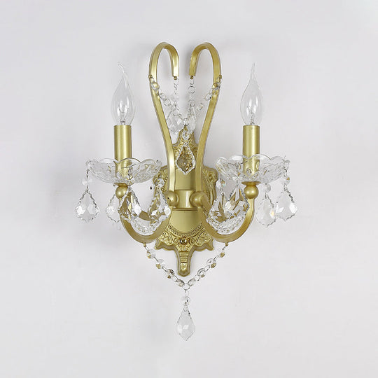 Gold Crystal Wall Sconce Lamp For Rural Living Rooms