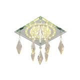 Modern Square Led Clear Crystal Flush Mount Ceiling Light For Corridors