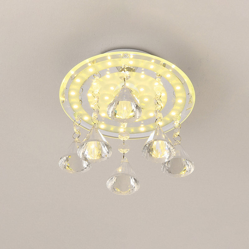 Clear Crystal Led Flush Mount Ceiling Lamp For Hallways