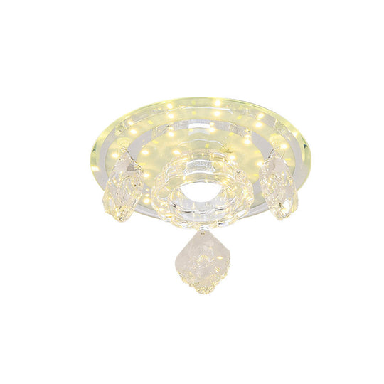 Clear Crystal Led Ceiling Light For Modernist Foyer - Flush Mount Fixture