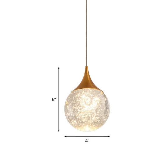 Simple Seeded Crystal Ball Bedroom Suspension Lighting Coffee Hanging Lamp