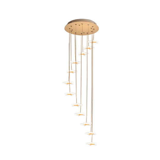 Nordic Acrylic Spiral Star Cluster Pendant Light - 12/18 Heads White Suspension Lighting For
