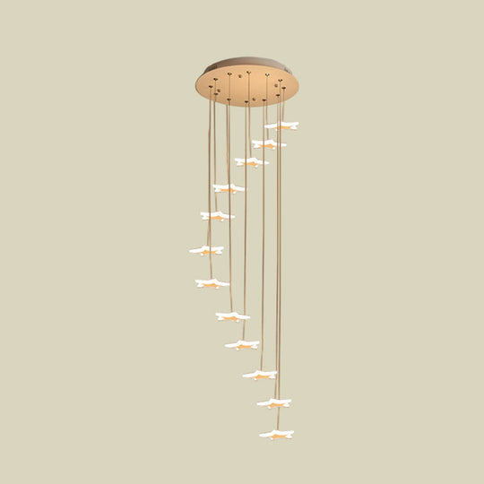 Nordic Acrylic Spiral Star Cluster Pendant Light - 12/18 Heads White Suspension Lighting For