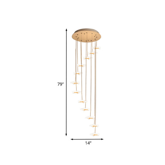 Nordic Acrylic Spiral Star Cluster Pendant Light - 12/18 Heads White Suspension Lighting For