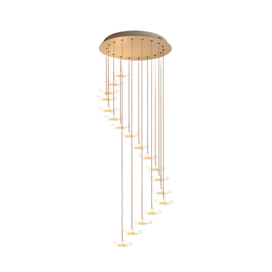Nordic Acrylic Spiral Star Cluster Pendant Light - 12/18 Heads White Suspension Lighting For