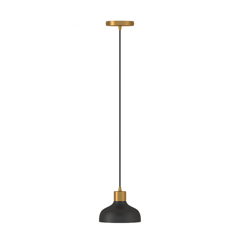 Black And Gold Bedside Pendant Light With Simple Design Bowl Metal Shade