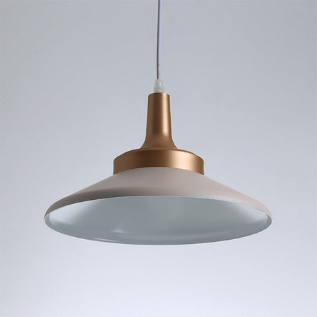 Saucer Shape Metal Suspension Light 1-Head Pink Finish Ceiling Fixture 12/14 Width