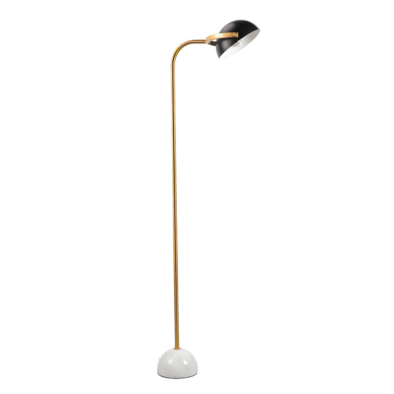 Modern Black Domed Rotatable Floor Lamp With Metallic Handle
