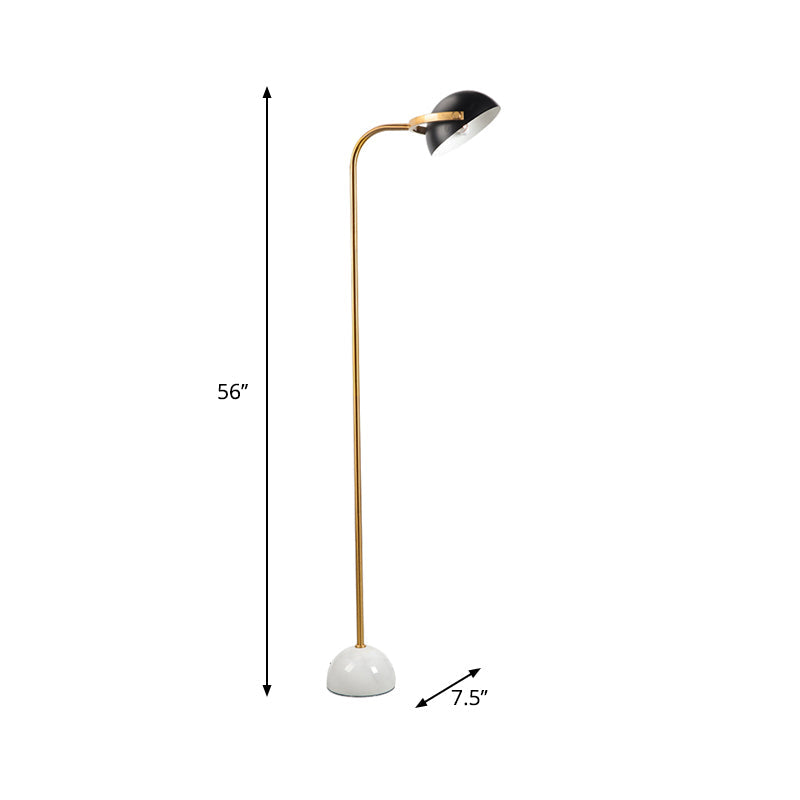 Modern Black Domed Rotatable Floor Lamp With Metallic Handle