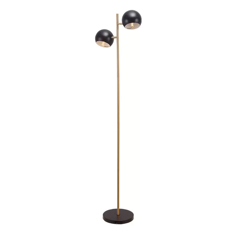 Modernist Metallic Globe Shade Floor Lamp - 2-Light Stand Light In Black For Living Room