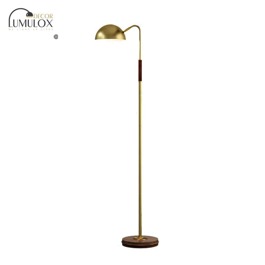Dome Shade Living Room Floor Lighting Metal Single Light Postmodern Stand Lamp In Brass