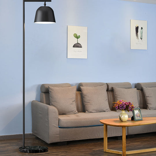 Modern Standing Metallic Floor Lamp In Black/Gold With Marble Base Black