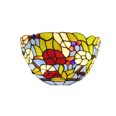 Stained Glass Tiffany Wall Sconce - Elegant Floral Design For Indoor Living Room Lighting
