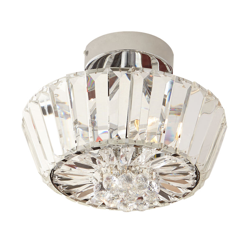 Contemporary Crystal Block 3 - Light Chrome Cone Porch Ceiling Mounted Semi Flush Mount