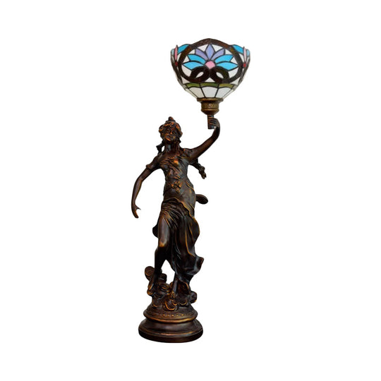 Gatria - Bronze Women Sculpture Night Lamp Victorian Style 1 Head Resin Table Light With