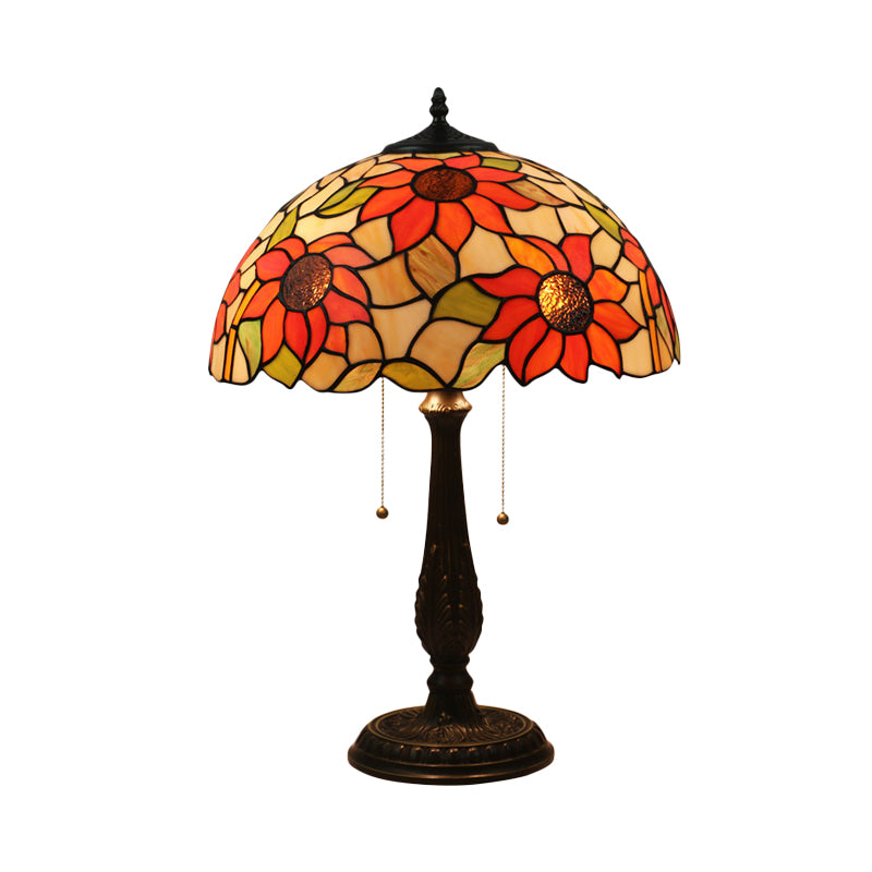 Sadie - Bronze Victorian Nightstand Lamp With Sunflower Pattern