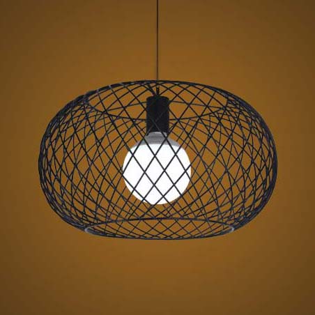 Metal Black Finish Pendant Lamp With Mesh Cage - Industrial Loft Suspension Light