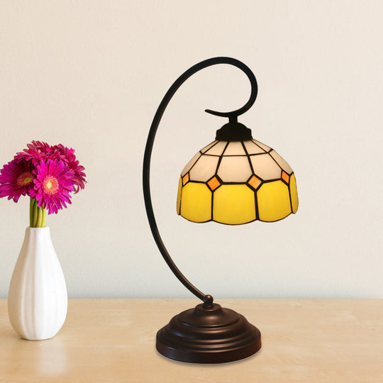 Baroque Orange/Blue/Yellow Cut Glass Task Table Lamp With Swirl Arm