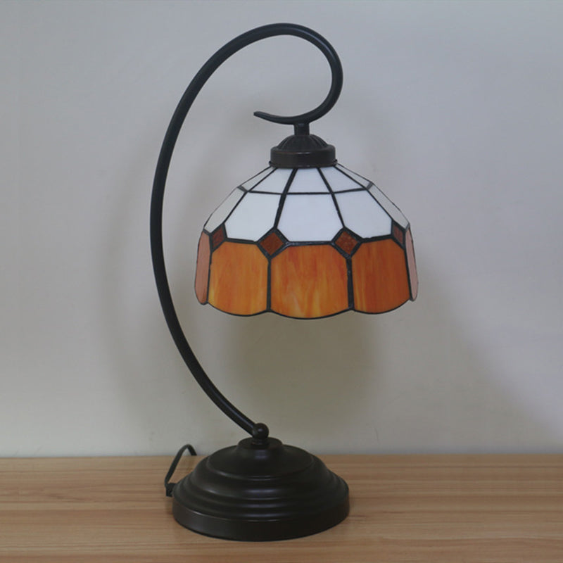 Baroque Orange/Blue/Yellow Cut Glass Task Table Lamp With Swirl Arm