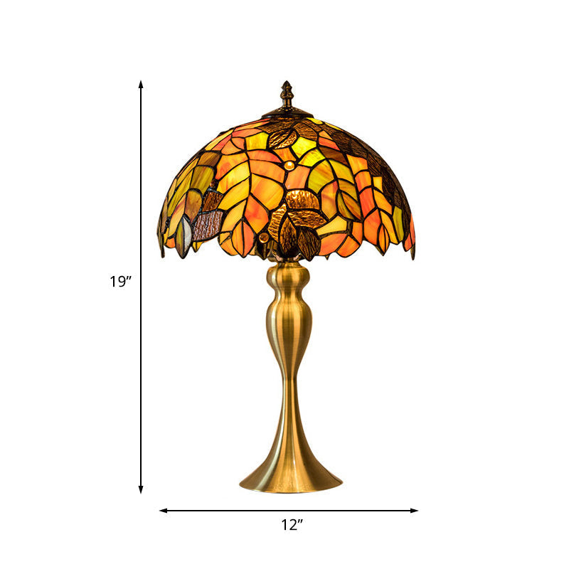 Abigail - Baroque 1-Light Leaf Patterned Night Lamp Gold Finish Hand Cut Glass Table Lighting With