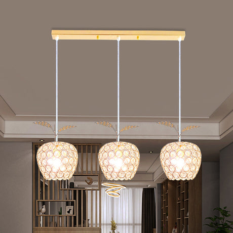 Modern Crystal Cluster Pendant With Apple-Like Design - Gold Finish