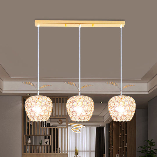 Modern Crystal Cluster Pendant With Apple-Like Design - Gold Finish