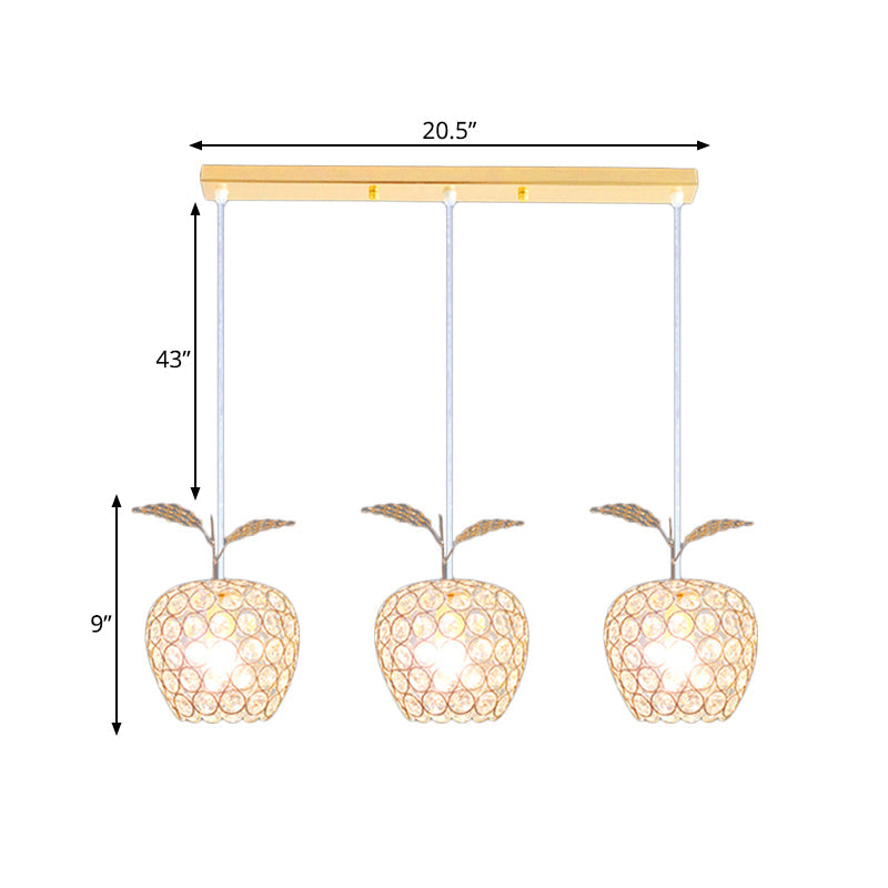 Modern Gold Crystal Pendant Cluster With Apple-Inspired Design - Perfect For Restaurant Ceilings