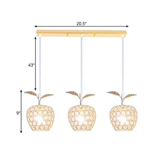 Modern Gold Crystal Pendant Cluster With Apple-Inspired Design - Perfect For Restaurant Ceilings