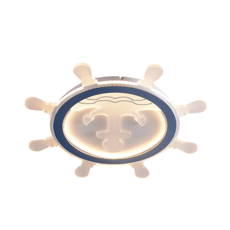 Blue Anchor Mediterranean Flush Mount Led Ceiling Light For Living Room