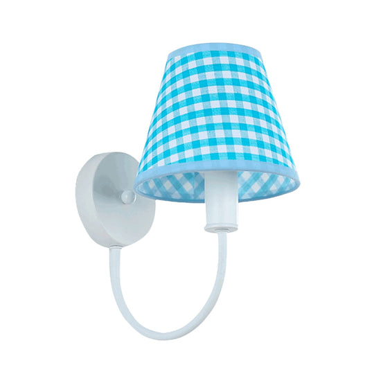 Modern Blue Fabric Wall Mounted Lighting With Gooseneck Arm