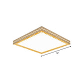 Minimalistic Led White Flush Ceiling Light With Crystal Block Deco - Metallic Finish