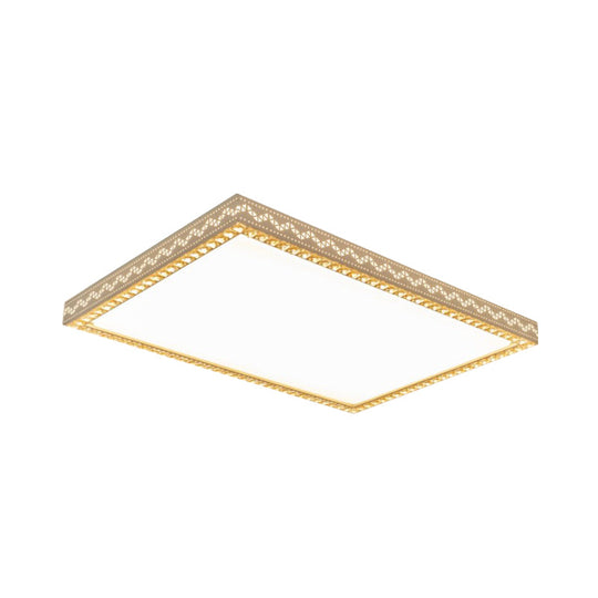 Modern Crystal Edged Led Flush Lamp In White For Living Room