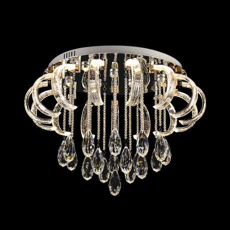 Modern Clear Crystal Led Bedroom Flush Mount Fixture With Arched Design