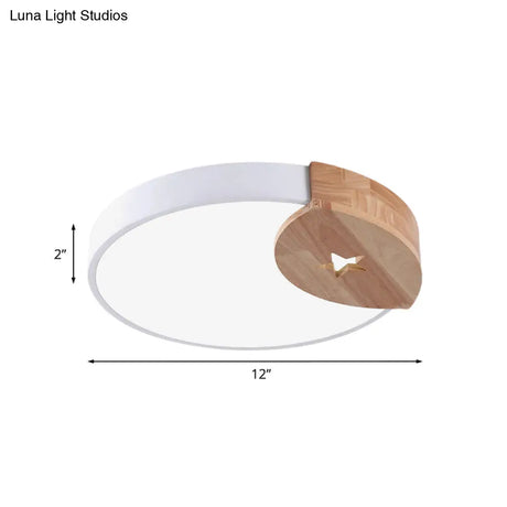 9’/12’ Circle White Led Flush Light With Acrylic Ceiling Mount - Modern White/Warm