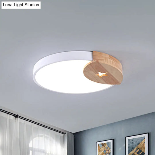 9/12 Circle White Led Flush Light With Acrylic Ceiling Mount - Modern White/Warm / 9
