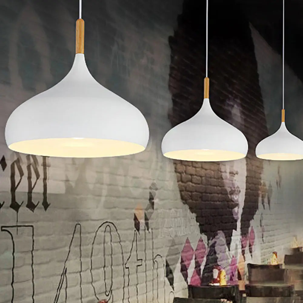 9.5’/12.5’/14’W Teardrop Pendant Lighting In Nordic Style Metal 1 Light Black/White/Gold Hanging