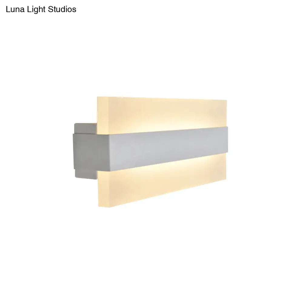 9 Acrylic Rectangular Led Wall Lamp White Sconce Light For Bedroom